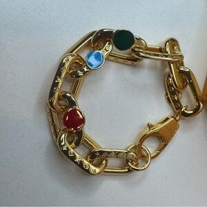 Luxurious Gold Bracelet with Colorful Accents